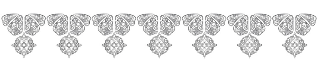 Decorative vector border for fabric, ribbons,tape and layouts. Vector illustration