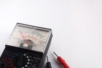 Fototapeta premium Multimeters are used to test electrical circuits, batteries, and other devices. close up multimeter isolated on white background.