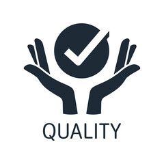 Quality of  control. Improvement assurance certification service concept.  Maximum  progress , growth  in quality level.Vector linear icon isolated on white background.