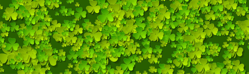 St Patrick Day bright abstract background with shamrock leaves. Vector design
