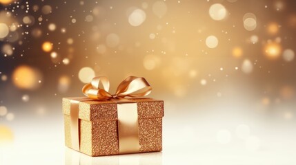 Gift box on a clean background in the style of the new year where there is space for text