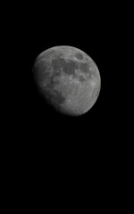 View to the Moon in close up style with black background