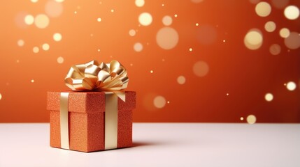 Obraz premium Gift box on a clean background in the style of the new year where there is space for text