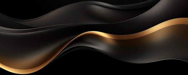 A black and gold wavy background. generative AI