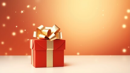 Gift box on a clean background in the style of the new year where there is space for text