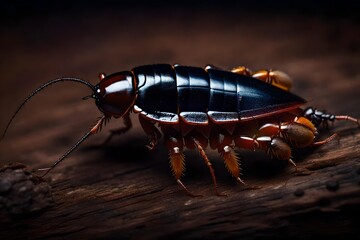 beetle on wood background - obrazy, fototapety, plakaty