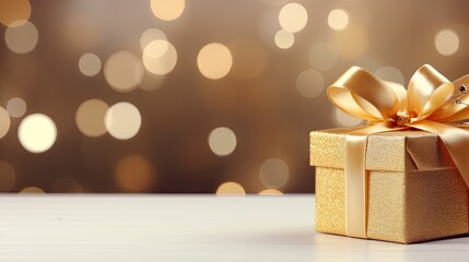 Gift box on a clean background in the style of the new year where there is space for text