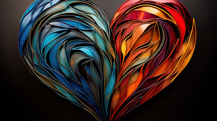 Bold and Sleek Modern Heart Design Harmony in Hues Background Ai Generative