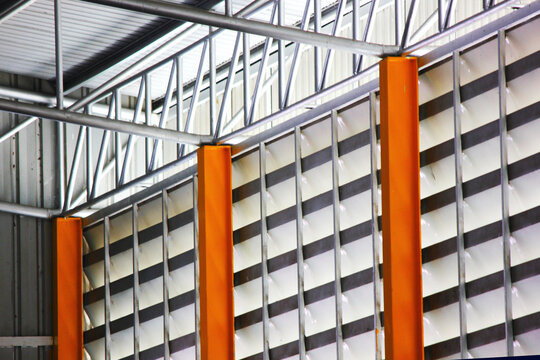 steel structure interior warehouse design abstract geometric pattern