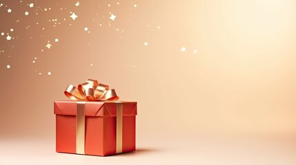 Gift box on a clean background in the style of the new year where there is space for text