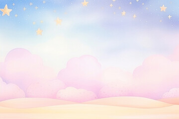 Creating a pastel background for a magical atmosphere , cartoon drawing, water color style