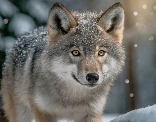 Obraz premium Face à face avec un jeune loup