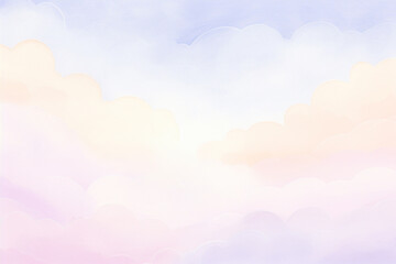 Pastel sky blend Creating a decorative and soft background , cartoon drawing, water color style