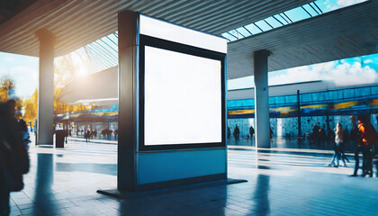Clear Billboard in public place with blank copy space screen for advertising or promotional. Generative AI.