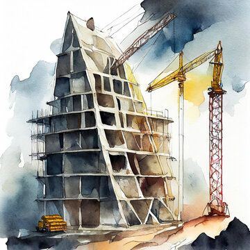 City in Wash: Watercolor Impressions Depicting the Grace of Construction Endeavors