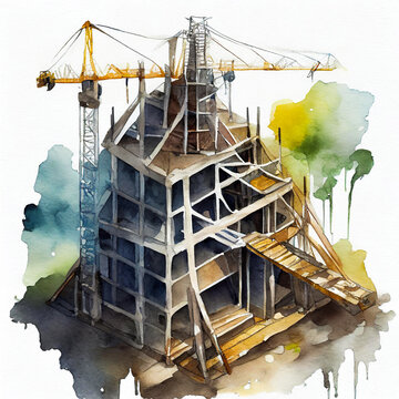 City in Wash: Watercolor Impressions Depicting the Grace of Construction Endeavors