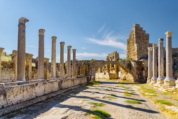 Scenic colonnade in Perge (Perga) at Antalya Province, Turkey