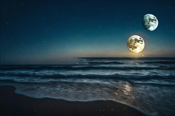 Naklejka na ściany i meble moon over the ocean