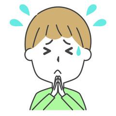 ごめんなさいと謝る男性　上半身　イラスト