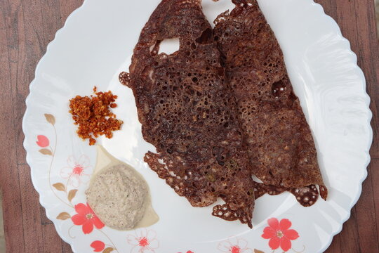 Ragi Dose or dosa, made with finger millet, South Indian breakfast