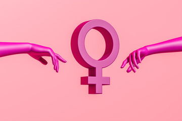 International Woman Day Concept With Symbol and Hands