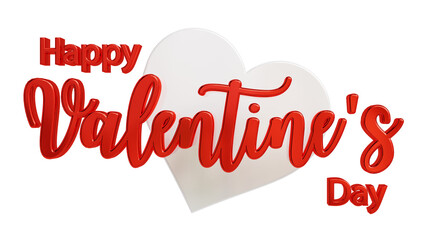 Happy valentine's day calligraphy banner, 3d red lettering