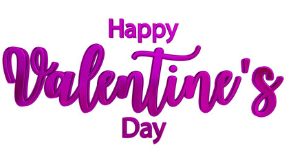 Happy valentine's day calligraphy banner, 3d purple lettering