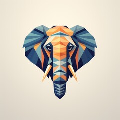 Geometric elephant head with the face in a polygon abstract pattern polygon logo, minimalist, modern logo. Generative AI