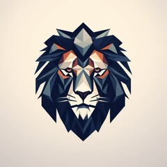 Geometric lion head with the face in a polygon abstract pattern polygon logo, minimalist, modern logo. Generative AI