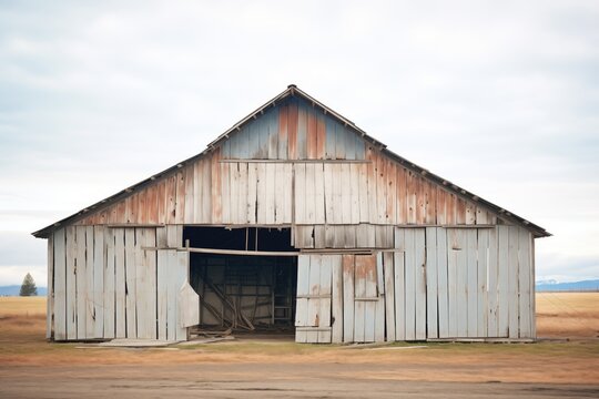old wooden barn with missing planks