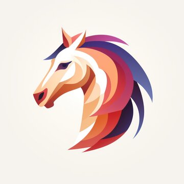 Minimalist logo of strong horse. Generative AI