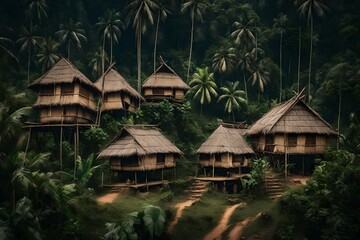 Fototapeta na wymiar tropical hut in the jungle