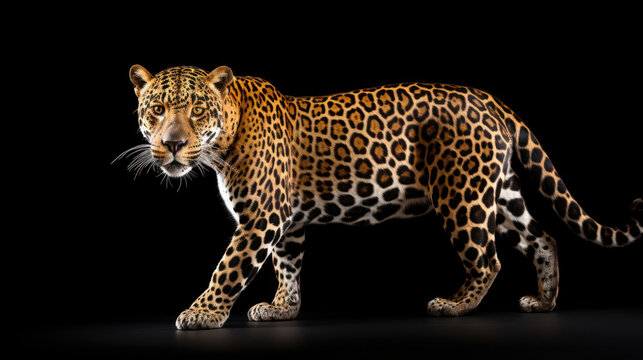 jaguar, panther, side view on a white background