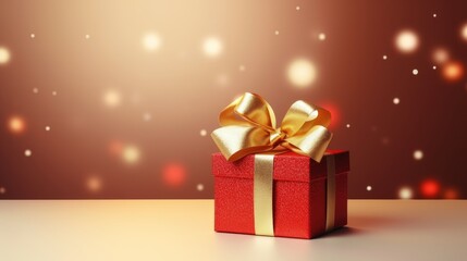 Gift box on a clean background in the style of the new year where there is space for text