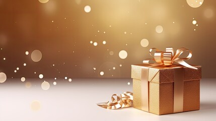 Gift box on a clean background in the style of the new year where there is space for text