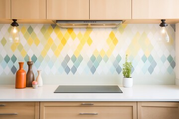 kitchen backsplash tiles arranged by color gradient