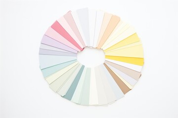 pastel color swatches fanned out on white background