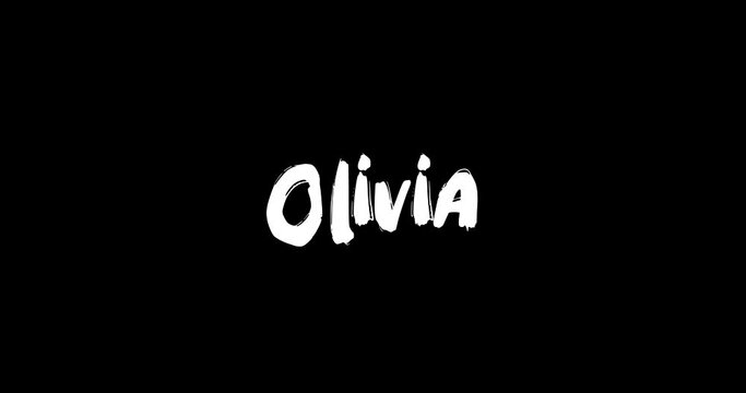 Olivia Women Name in Grunge Dissolve Transition Effect of Animated Bold Text Typography on Black Background