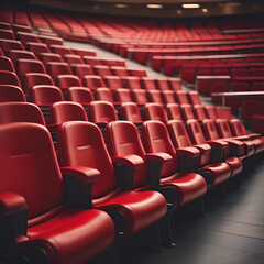 Rows of empty seats in a cinema or theatre, Theatre chairs