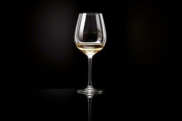 wine glass reflection on a glossy black surface