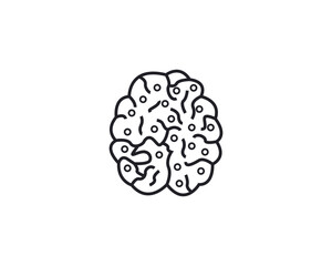brain outline line art monoline logo vector icon.