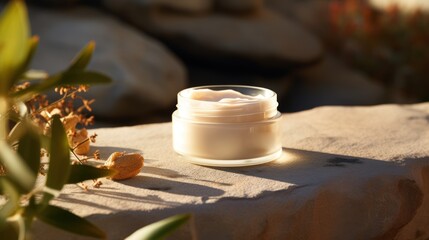 Obraz na płótnie Canvas Warm Facial Care Products Stone Cream