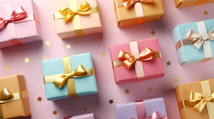 Gift box background. Gifts with copy space. For Christmas gifts, holidays or birthdays