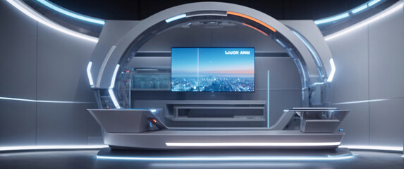 Glowing Futuristic Product Display Stand Podium Background