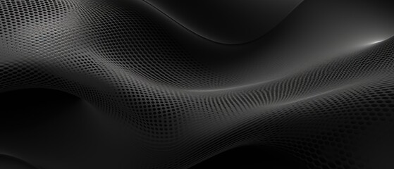 Captivating abstract texture featuring a gray anthracite net grid with waving waves on a black background, adding depth and dimension to your design, Ai Generated.