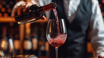 Expert sommelier savors the art of wine, precision in each pour, Ai Generated.
