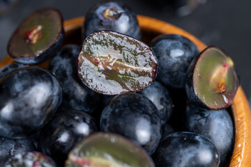 fresh pure blue grapes, sweet ripe grapes