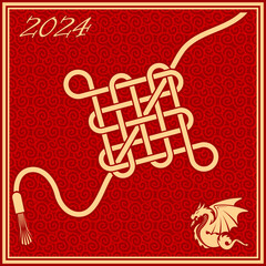 Chinese New Year Poster or banner design template with Chinese knot. Vector illustration