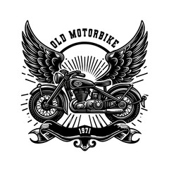 illustration vintage old motorbike design logo concept