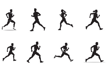 Fototapeta na wymiar Running black silhouettes vector illustration.